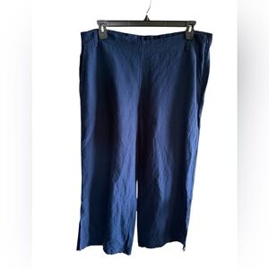 J.Jill Women’s Tall Linen Blend Wide Leg Pants Navy Blue Size L | 55% Linen